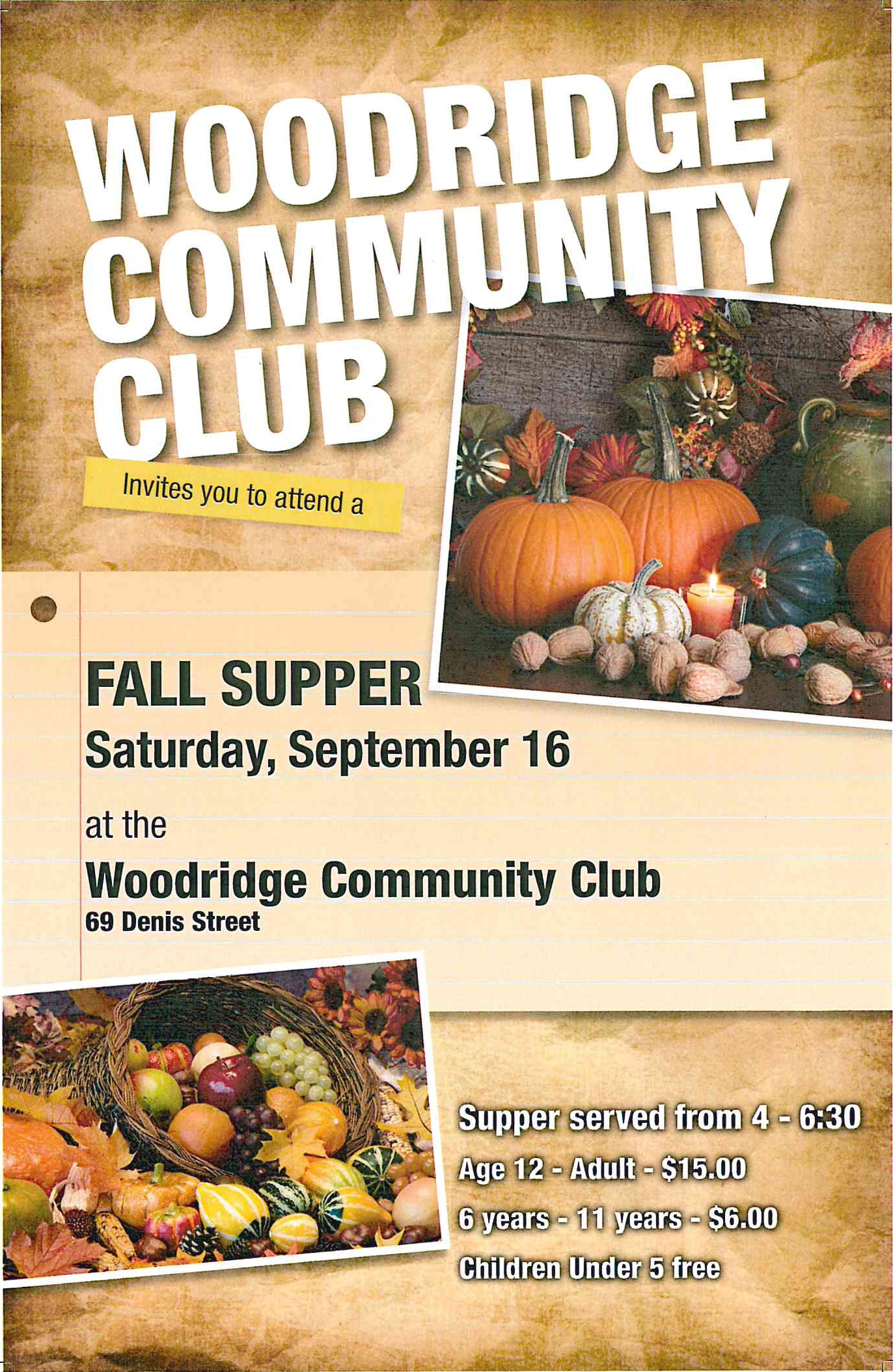 Woodridge Fall Supper – Sunrise Corner